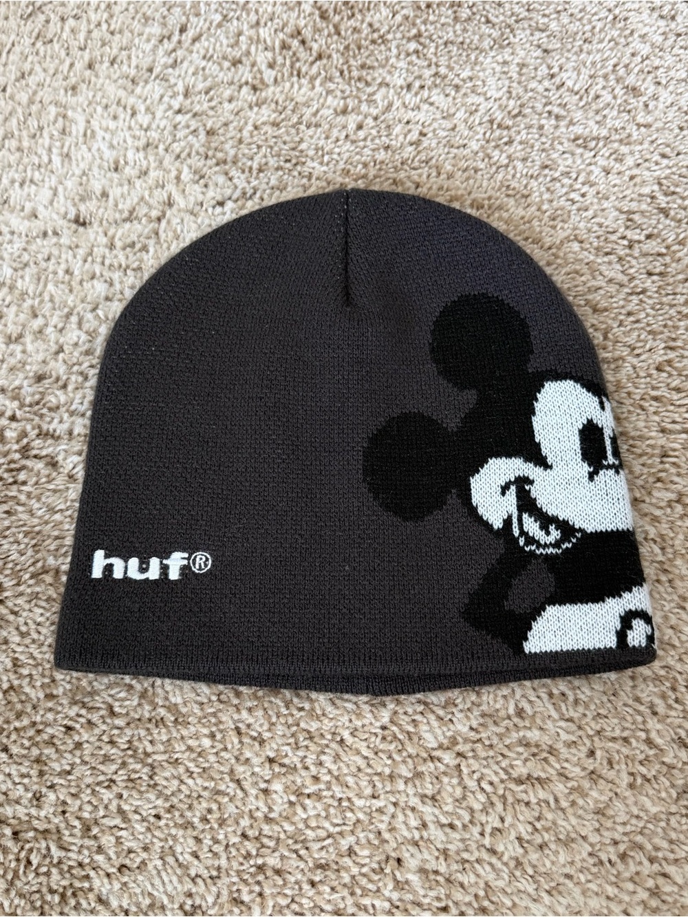 HUF Black & White Mickey Knit Beanie